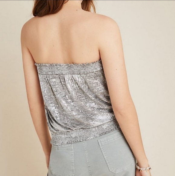 Anthropologie silver shimmer tube top - Picture 3 of 4